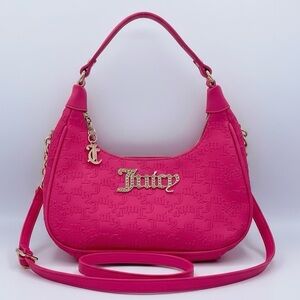 Juicy Couture Pink Embossed Logo Shoulder Crossbody Bag Pink Crossbody